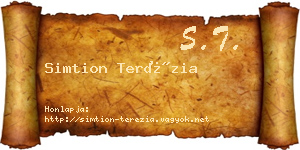 Simtion Terézia névjegykártya